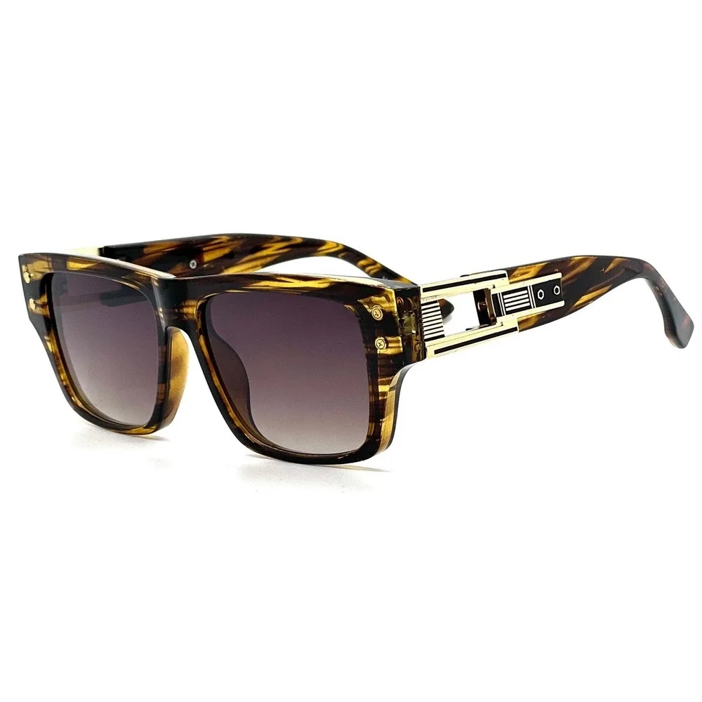 Men‎ Fashion Sunglasses Oversized Square Gold Flat Top Frame Hip Hop Fancy Black